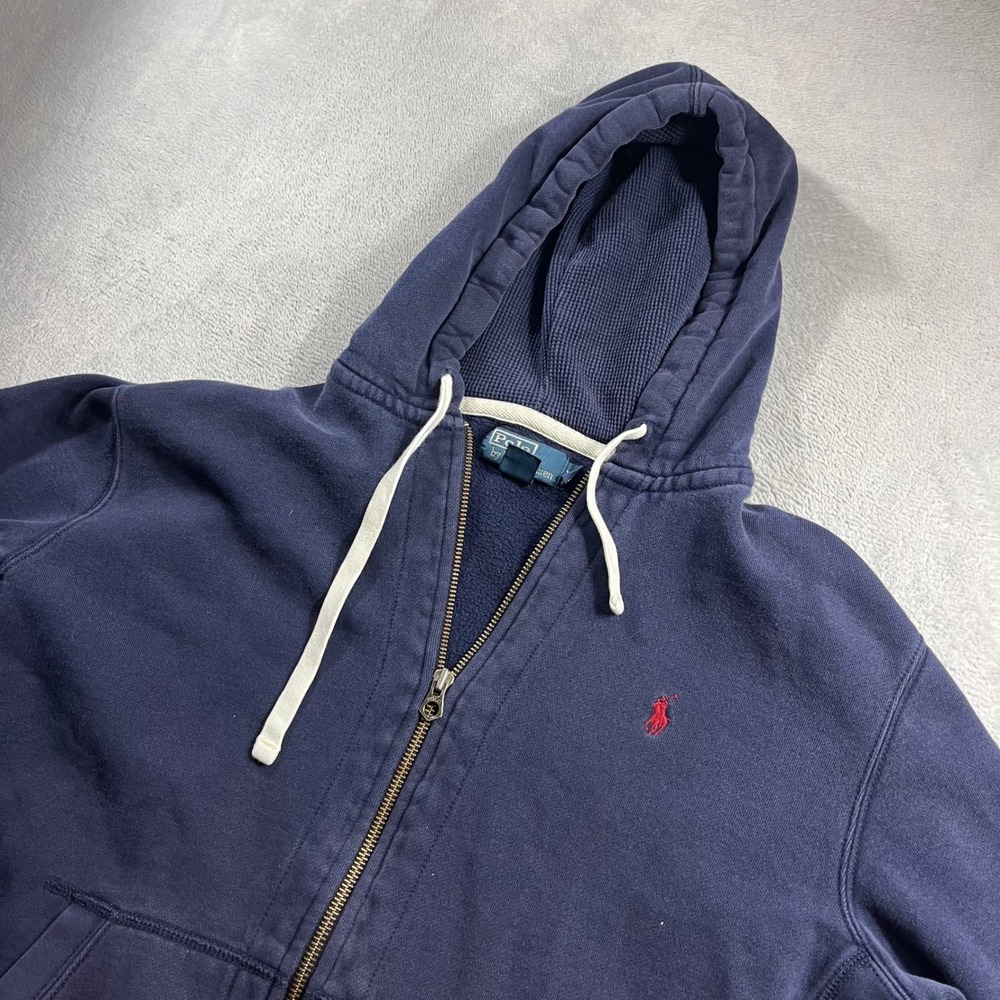 Polo Ralph Lauren Mens XL Navy Blue Full Zip Thermal Lined Hoodie Red Pony